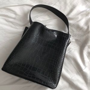 Crocodile print black bag